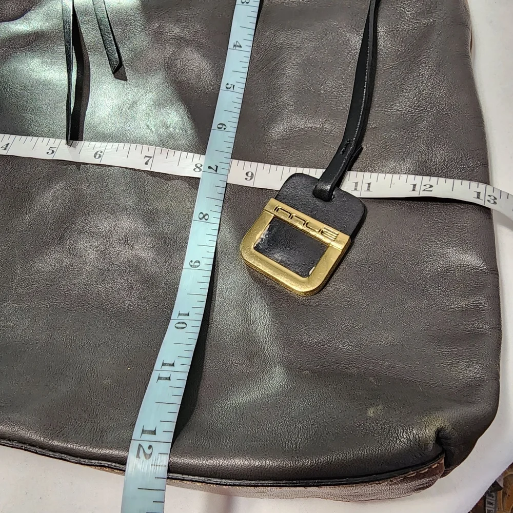 Innue Made in Italy Brown Two Tone Leather‎ Crossbody Bag